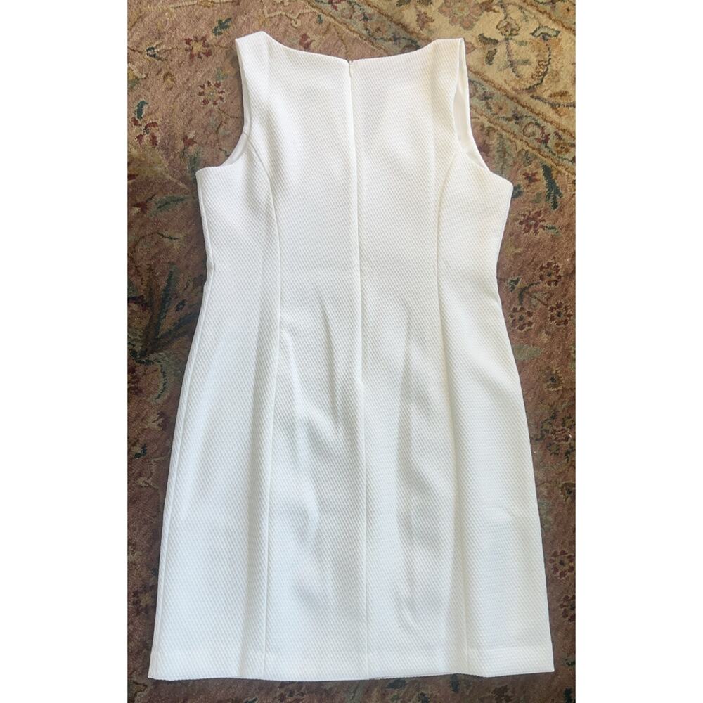 Pappagallo White Texture Shift Dress Gold Embroidery Sleeveless WeddingResort 10 - Picture 5 of 9